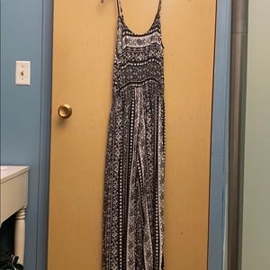 Long black and white romper